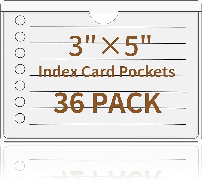 NIUBIER Storage Bin Labels, 36 Pcs Clear Adhesive Pockets, for 3×5 in Card | Removable Tote Label Stickers, Index Card Holder for Tote Box Bins Cabinet, Plastic Label Holders, Waterproof, Sticky Backing