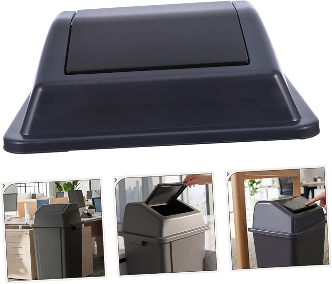 MAGICLULU L Plastic Swing Top Trash Can Lid Replacement for Waste Bin, Rectangle Flip Cover with Easy Installation, for Home and Pet Food Storage