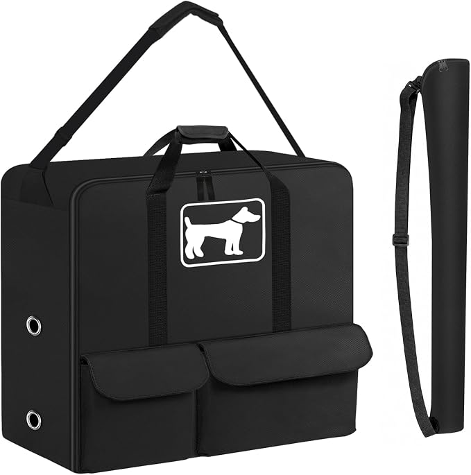 SIRUITON Thick 600D Dog Playpen Storage Bag Fits 24" H 8 Panels &9 Stakes | Suitable for Foldable Exercise Pet Playpen, Dog Fence Travel Bag with Reinforced Double Handles & Two external pockets.