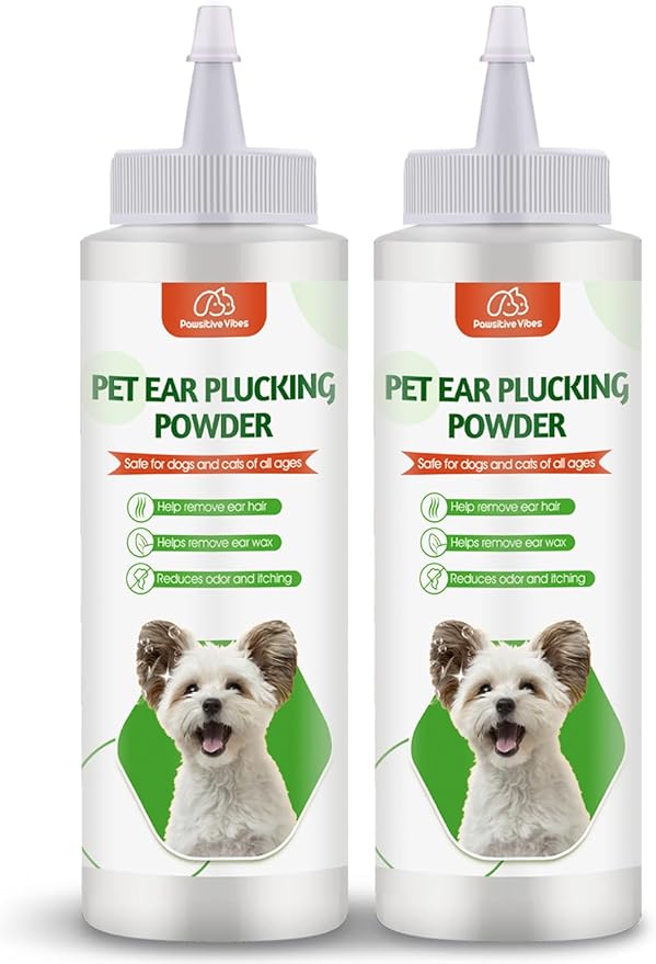 Pawsitive Vibes Dog Ear Powder Set, Dog Ear Powder for Hair Removal 30g, Dog Ear Infection Treatment, Removing Earwax and Odour, Relief of Itching. (Greener 2 pcs)