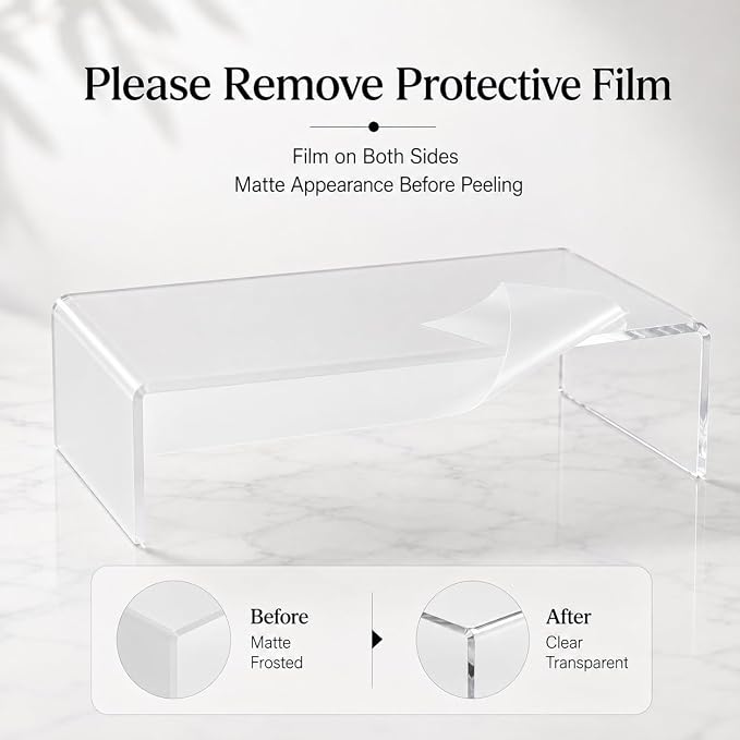 2 Pack Acrylic Medicine Cabinet Organizer Clear Shelves 2 Large | Includes 2 Large 11.4 x 3 x 5.1 Inch Bathroom Shelves with 2 Non Slip Pads for Vanity RV and Cabinet Storage