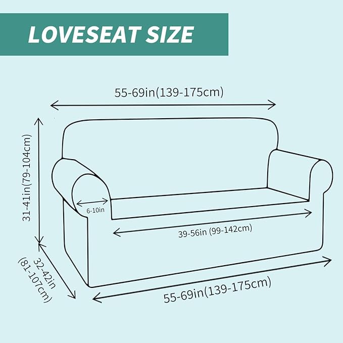 YEMYHOM Couch Cover Latest Jacquard Design High Stretch Sofa Covers for 2 Cushion Couch, Pet Dog Cat Proof Loveseat Slipcover Non Slip Magic Elastic Furniture Protector (Medium, Ivory)