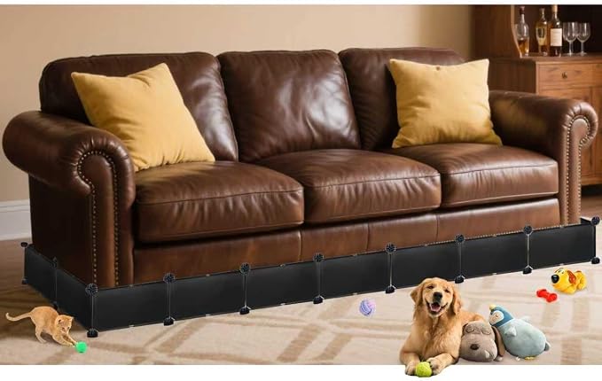 Under Couch Blocker, 6.7" H x 167" L in Total Couch Blockers for Pets, Adjustable Under The Couch Blocker Prevents Pets Under Furniture, Black