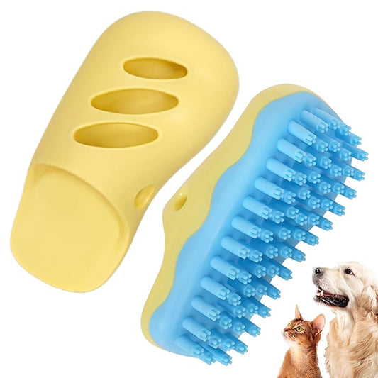 HOP Yellow Shoe-Shape Dog Bath Massage Brush Soft Plum Massage Head Dog Washing Brush Pet Grooming Cleaning Tool for Small Medium Dogs and Cats Gentle Remove Loose Hair Deep Cleansing