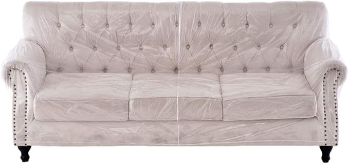 Swanna Plastic Thicker Clear Heavy-Duty Waterproof Sofa/Couch Cover - Protection Against Pets/Dog Clawing, Vinyl Sofa Slipover Furniture Protection for Storage and Moving (Sofa-1 Pack)