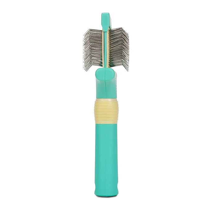 Jelly Pet Double Sided Slicker Brush, Longer Pin, Flexible Head, Fine/Coarse Sides, Removes Unwanted Tangles, Made in USA, Large, Teal