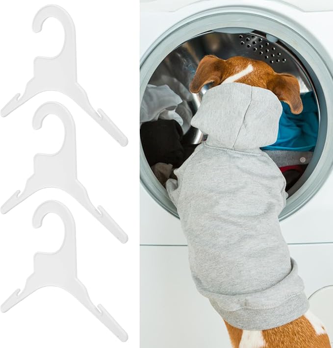 Amosfun 10pcs Small Plastic Dog Clothes Hangers Puppy Garment Holders White Pet Clothes Storage Organizers for Small Pets and Puppy Apparel