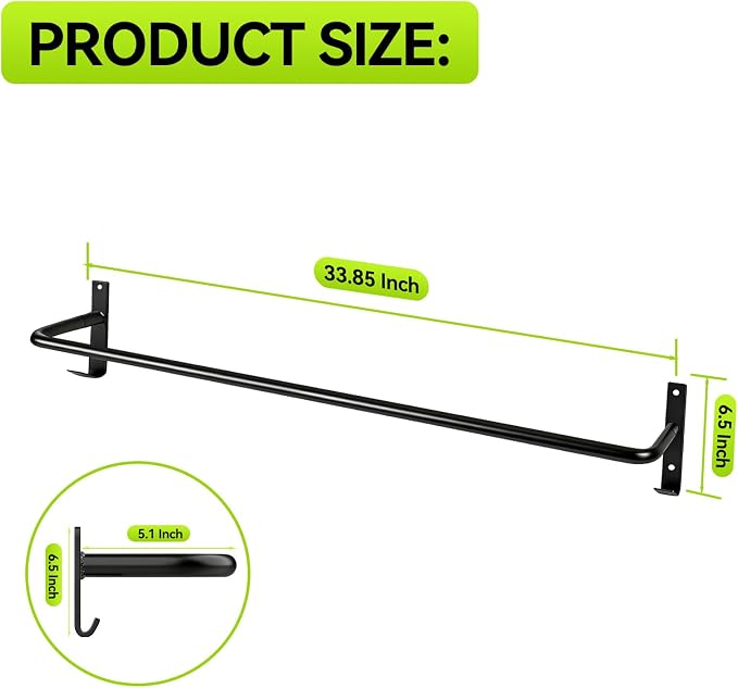 4Pcs Heavy Duty Horse Blanket Rack with Bridle Hooks | Wall Mounted Blanket Bar, Saddle Pad Rack for Horse Blanket Storage, Ideal for Horse Stall, Tack Room, Stable & Barn, Black