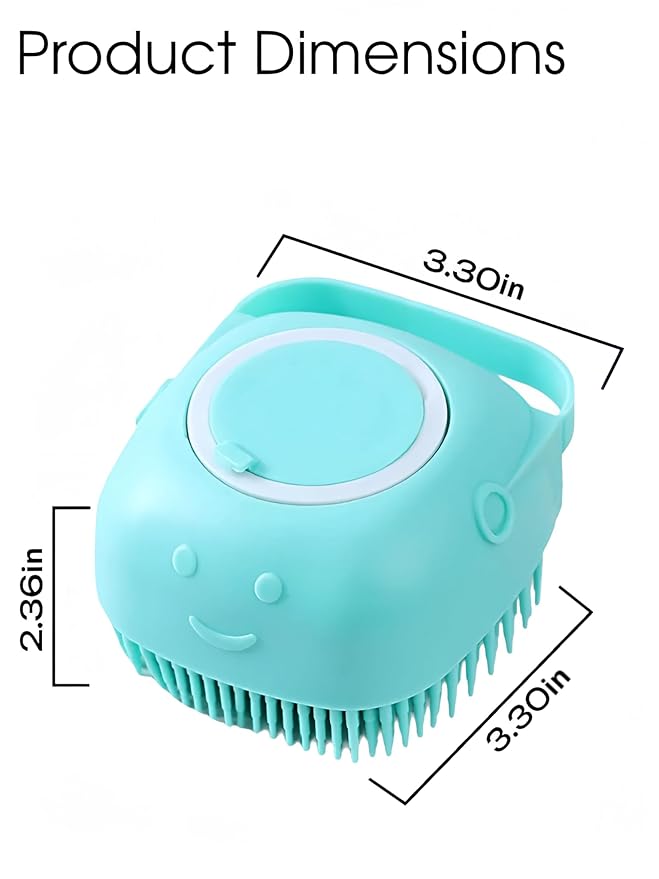 2-in-1 Pet Bath Brush with Shampoo Dispenser – Soft Silicone Grooming Brush for Dogs & Cats – Assorted Colors (Random Color Sent)