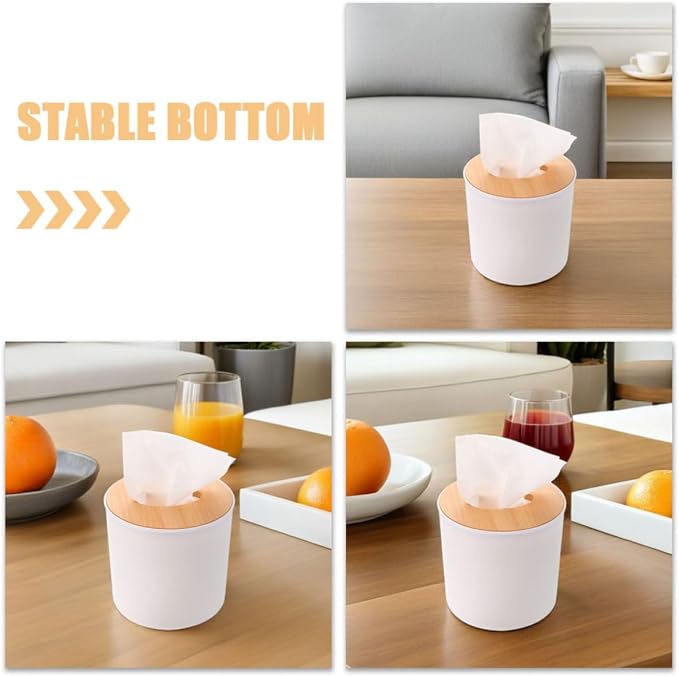 3pcs Tissue Box Cover with Detachable Lid White Pet Holder | Bathroom Vanity Dresser Use, Stable Portable Organizer, Reusable Decorative Cover