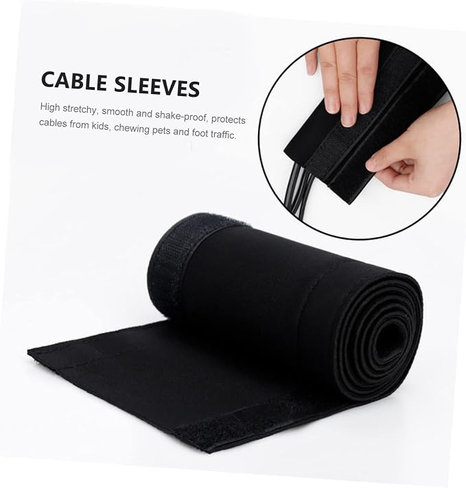 TEHAUX Flexible Cable Management Sleeve for Organizing Cords Protective Cover for Use Prevents Tangling and Fraying for Under Desk and Entertainment Systems