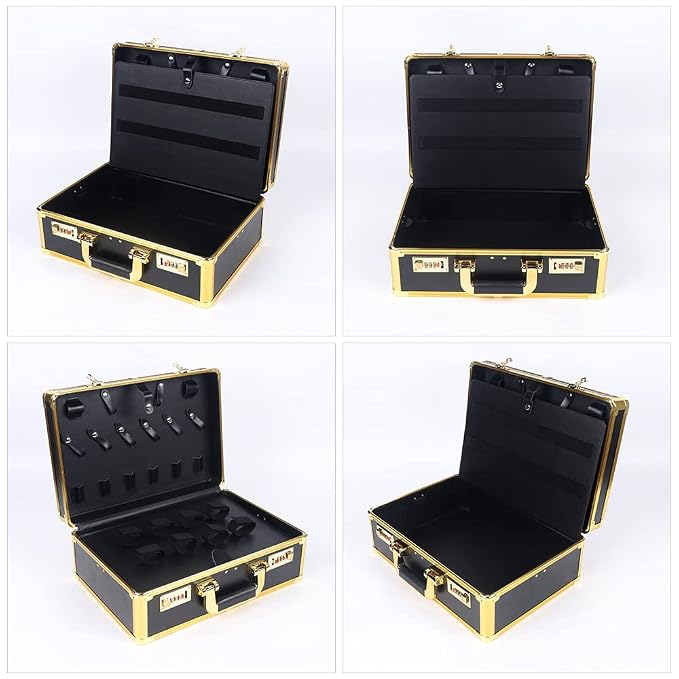 CNCEST Barber Carrying Case,Large Barber Beauty Salon Tool Kits Storage,Portable Travel Carry Case Hairdresser for Hair Stylist Pet Groomer (Gold)