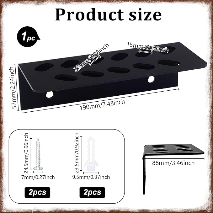 AHANDMAKER 2 Pack Acrylic Wall Mounted Scissor Holder Salon Shear Organizer for Salon Stylist Hairdressing Dog Grooming Tool Storage Shop Office Home Decor, Black