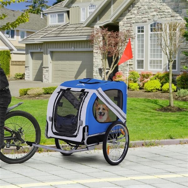 Dog Bike Trailer Pet Bicycle Cart 44 lbs Capacity Blue