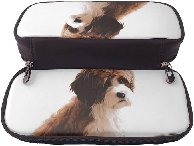 Leather Pencil Case Organizer Big Capacity Pencil Pouch Storage Bag With Compartments Cute Pencil Bag Pet Dog Pen Box Portable Cosmetic Makeup Bag Organizer
