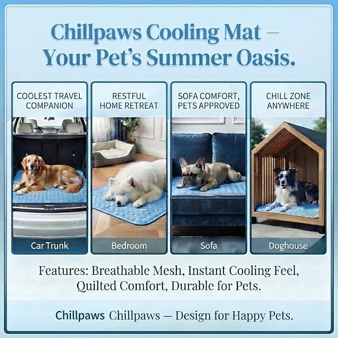 Pet Cooling Mat, ICY nap Dog mat, Portable Washable Ice Silk Cooling Pad for Dogs Cats, Breathable Foldable Mat for Large Small Dogs, Summer Cool Mat for Kennel Floor Car Sofa(Gray,XX-Large)