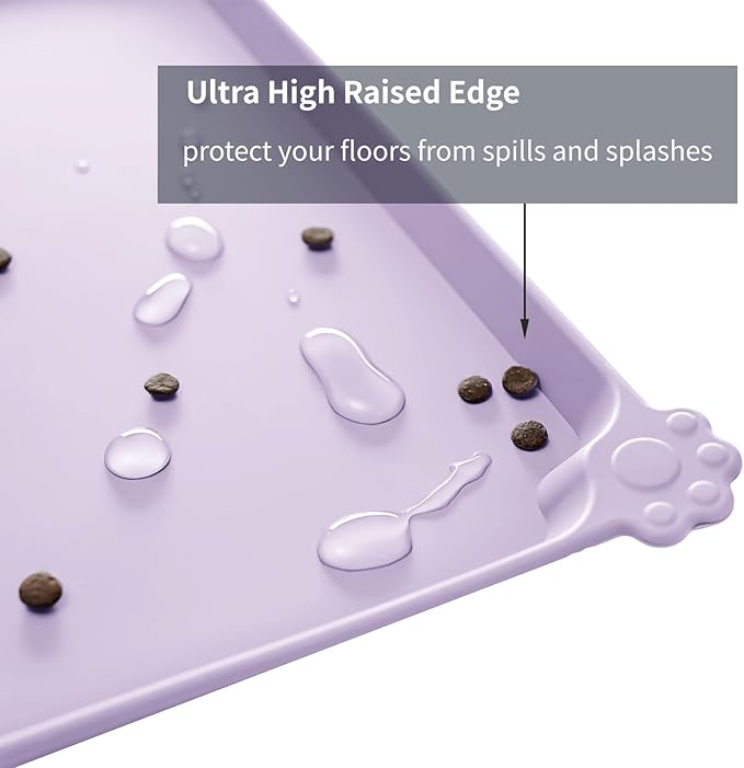 Reopet Waterproof Pet Feeding Mat, Non-Slip Silicone Placemats for Dog Cat Food and Water Bowl, High Raised Edges to Prevent Spills and Protect Floors