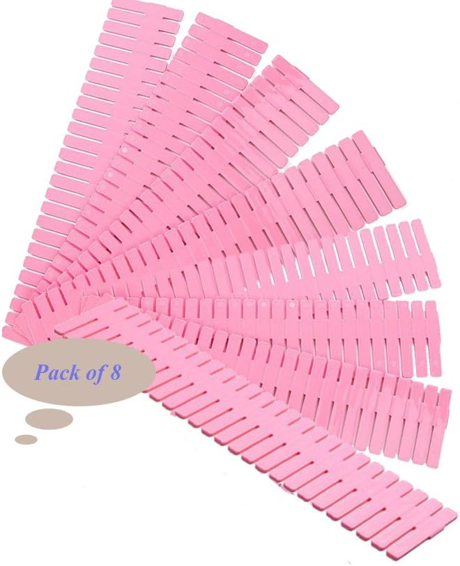8pcs DIY Plastic Drawer Organizer Adjustable Drawer Dividers for Home Tidy Closet, Socks, Underwear, Office School Supplies, Kitchen Utensil Tools (Pink)