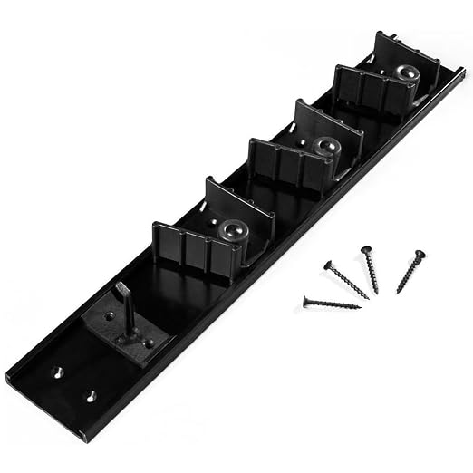 Carlisle FoodService Products 4073100 Roll 'N Grip Mop, Broom and Tool Holder / Storage System, 3 Positions + 1 Hook