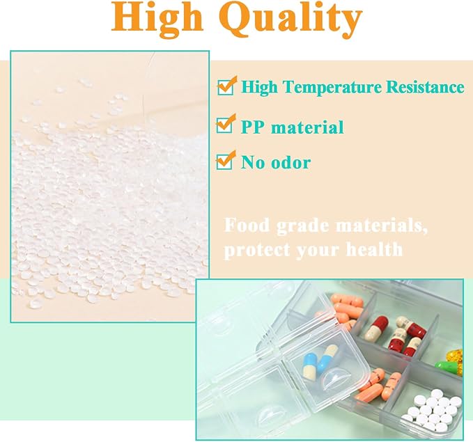Large Travel Pill Organizer Box, Daily Medicine Dispenser Reminder | 9 Compartment Weekly Supplement Pill Holder Planner, Double Seal Portable Vitamin Fish Oil Capsule Container, Transparent
