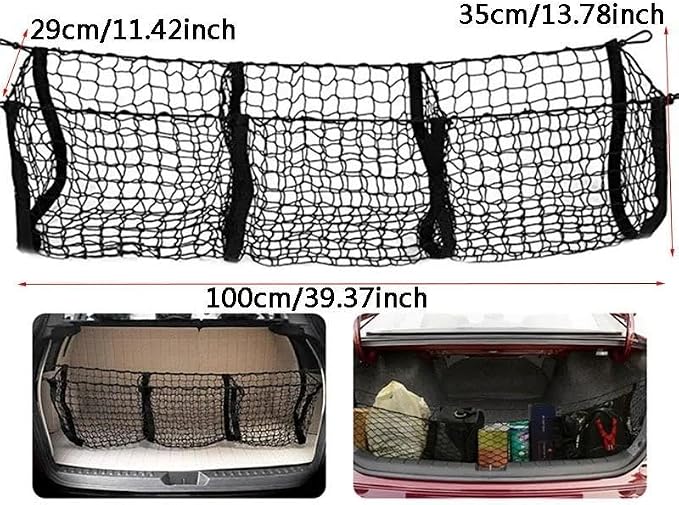 Car Nets Cargo Net Trunk Bed Organizer Mesh Storage Net Truck Accessories Bed Grocery Holder For SUV Car Pickup Truck Bed Cargo Net (Black)