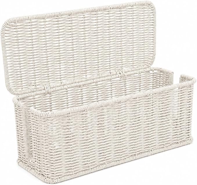 Cable Management Box, Handmade Rattan Cord Organizer for Power Strip | Open Slots Cord Hider for Power Strip, Router & USB Hub, Registered U.S. Design Patent