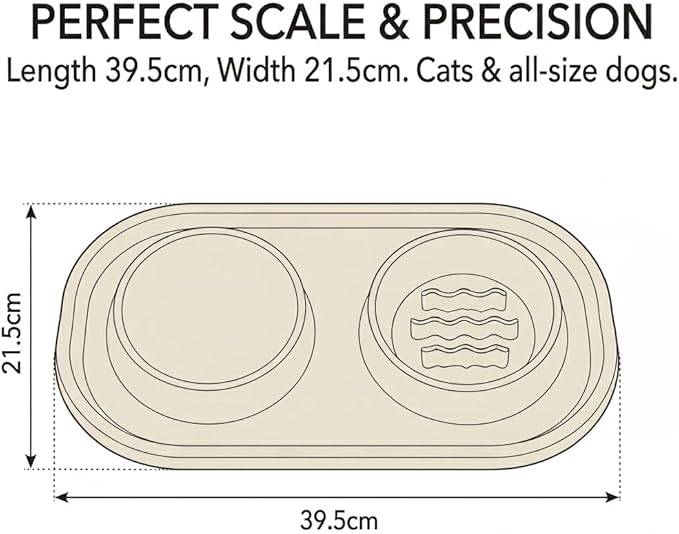 Slow Feeder Dog Bowls, Dog Bowl Set for Puppies, Small Dogs, and Cats – Silicone Non-Slip Food and Water Feeding Station, Spill-Proof Pet Dishes for Mess-Free Meals