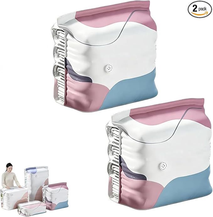 No‑Pump Vacuum Storage Bags, Large Storage Compression Bags, Heavy-Duty Press & Seal For Clothes, Press & seal, no pump needed. Saves 80% space, Perfect for bulky bedding (2 pcs XXL)