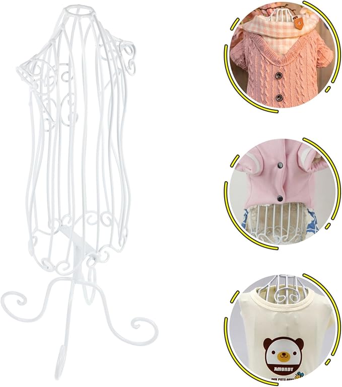 Garneck Pet Clothing Display Rack for Dog Clothes and Pet Apparel White Iron Art Storage Rack with Vintage Design for Organizing and Displaying at Home