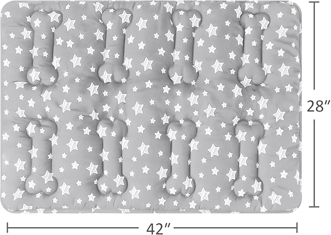 Dog Crate Pad Mat (42" X 28") 2 Pack, Soft Dog Bed Mat with Cute Prints | Personalized Crate Pad, Anti-Slip Bottom, Machine Washable Kennel Pad, Grey