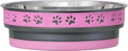 Loving Pets Corsa Dog Bowls- Stainless Steel Dog & Cat Bowls - Spill Proof Dog Food Bowl, Cat Bowl, Puppy Essentials & Pet Supplies Great for Home & Travel (Medium 20-35 lbs, Fiery Pink)