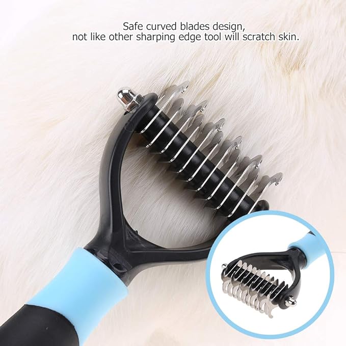 Deshedding Dog Brush, Cat Brush Dog Brush for Shedding Dog Rake Double Sided Undercoat Rake Comb for Detangling, Deshedding Pet Grooming Brush for Small, Medium Dogs and Cats