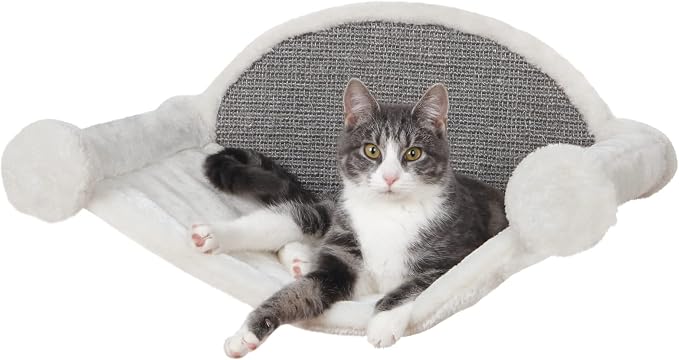 Trixie Liam Wall Mounted Cat Furniture - 3pc Cat Wall Scratcher - Climbing Shelves, Plush & Sisal Covered Condo, Hammock, and Step - Gray