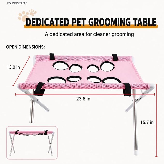 2-in-1 Foldable Pet Grooming Bed, Pet Shower Hammock (Black) | Structure with Stable Stainless Steel Frame & Quick-Dry Mesh Foldable Suitable for Pet Washing Maintenance Travel Grooming