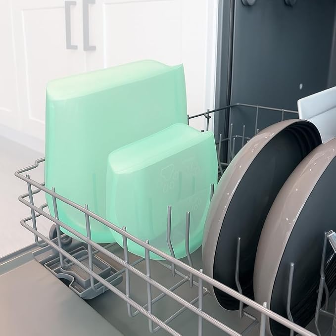 SnapPack Premium Silicone Reusable Pet Storage Stand-Up Bags, 2-Pack Duo Set, Microwave, Dishwasher, Oven and Freezer Safe, BPA Free, Leak-free, and Eco-friendly |1000ml & 2000ml (Teal)