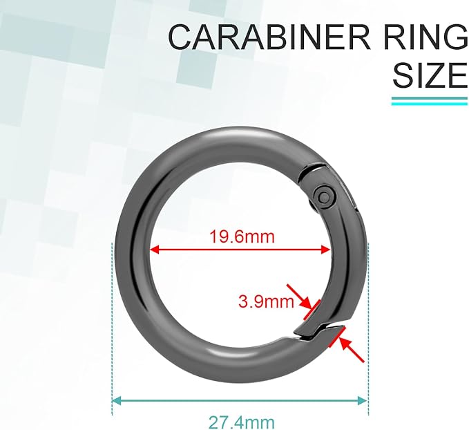 CooBigo 3/4 Inch Trigger Spring O Rings, Metal Round Carabiner Clip Snap Hook, Keyring Buckles for Replacement Purse Strap, Paracord Lanyard , Keychain Rings Hardware DIY Crafts Making 10Pcs Black