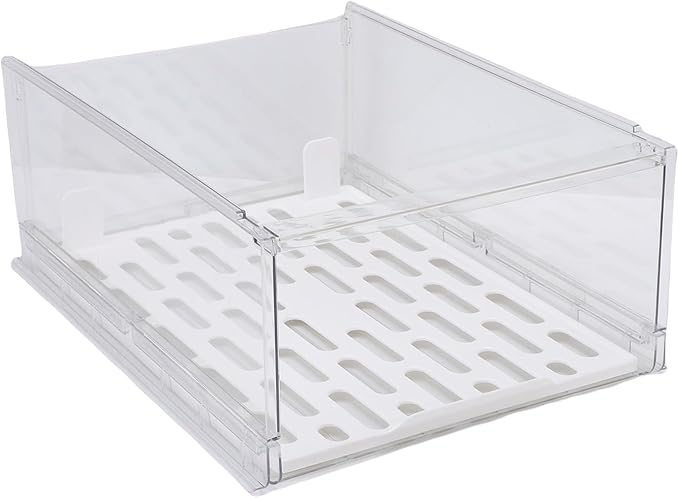 Closet Storage Box Clear Stackable Drawer Type PET Clothing Organizer Bin with Support Rod for Wardrobe Bedroom Shelf Clothes Storage 16.7x12.0x6.5in