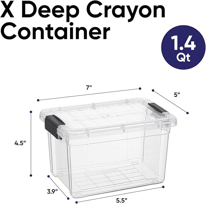 Superio 1.4 Quart Mini Clear Plastic Storage Container with Lid, Stackable Small Organizer Box for Crayons, Art Supplies, Beads, Sewing, Stationery & Food Storage, 36 Pack