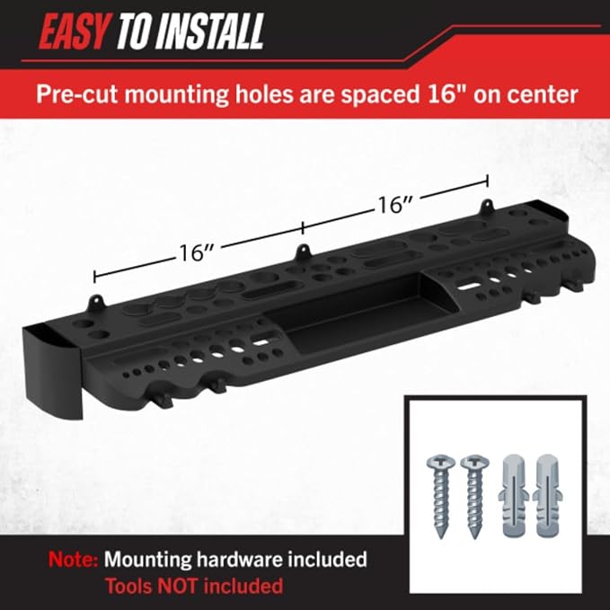 Stalwart Wall Mount Hand Tool Organizer with 61 Holes and 4 Hooks