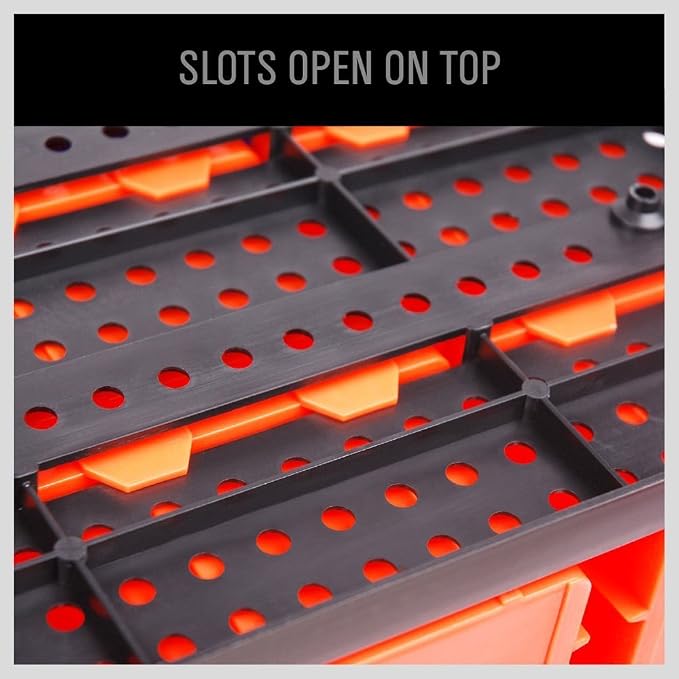 HORUSDY Wall Mounted Storage Bins Parts Rack 30PC Organizer Garage Plastic Shop Tool for Men's Gift, Blue,Orange,Red