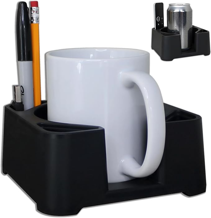 MugBrick™ Cup Holder. Anti-Spill Drink Holder for Couch. Desktop Cup Holder Organizer. Portable Mug Holder. Dishwasher Safe Drink Tray Caddy. Black