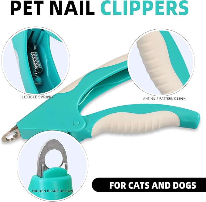 Teal Cat Nail Clipper with Safety Guard Plier Style Cat Claw Clippers Heavy-Duty Dog Nail Clippers Professional Pet Nail Trimmers for Small Medium Large Dogs and Cats with Thick Nails