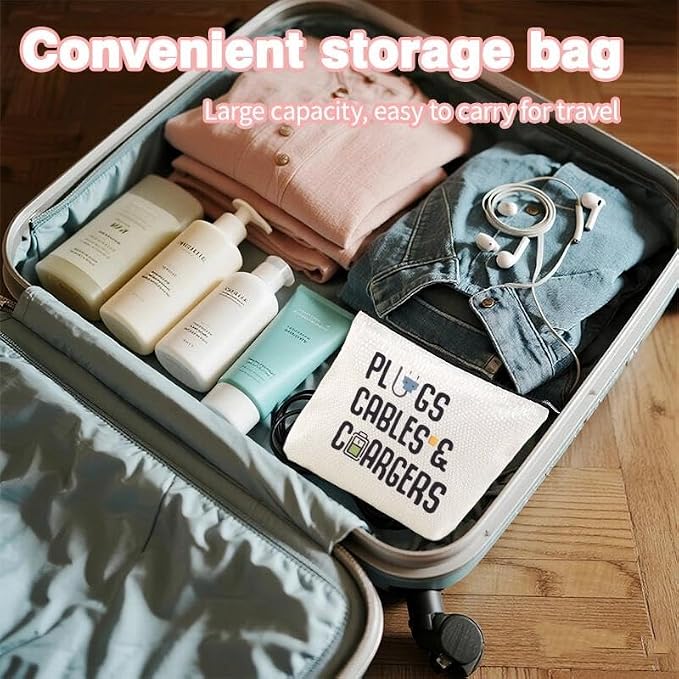 Travel Charger Organizer Bag for Cords and Cables Plug Charging Bag Earphone Storage Pouch Small Electronic Makeup Bags Wire Charge Holder Pouch with Zipper Usb Pouches for Travel Gifts for Men Women