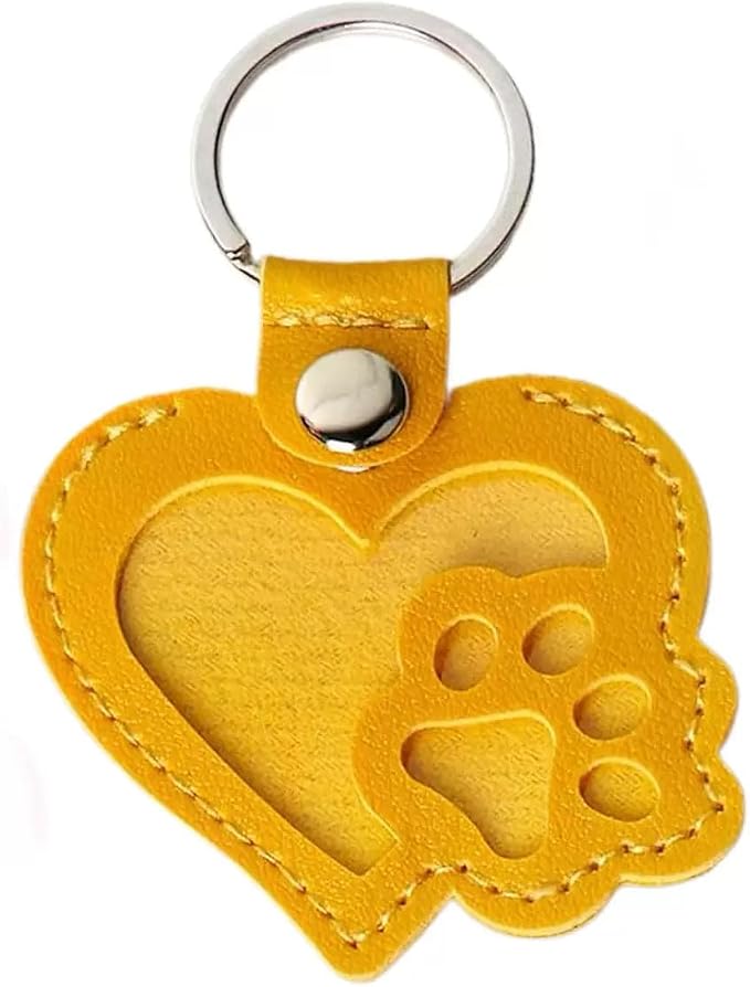 Heart-Shaped Leather Pet Hair Keepsake Keychain