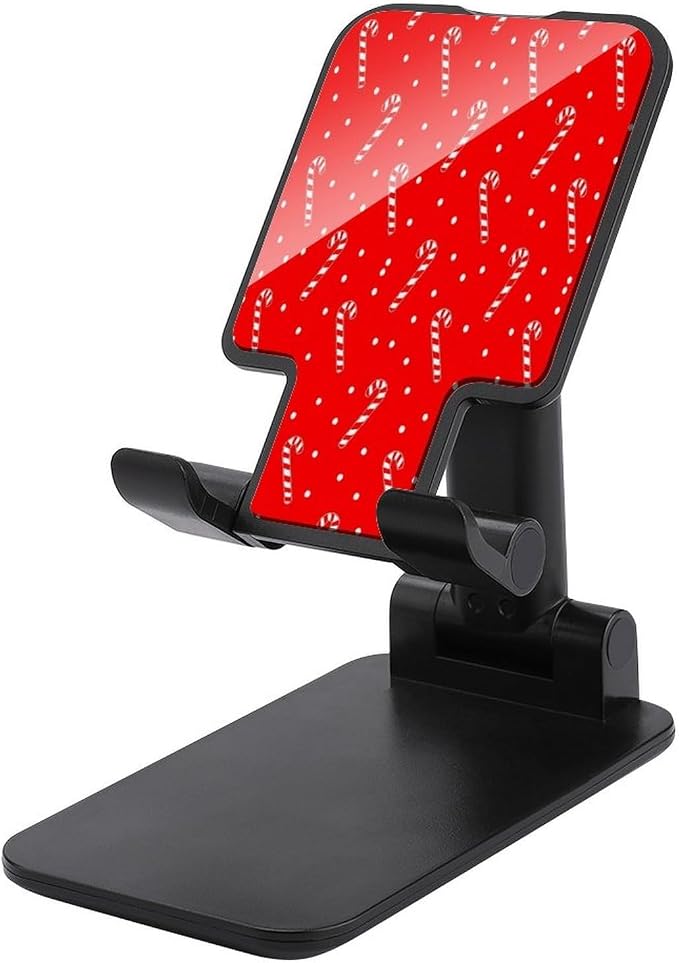 Portable Christmas Candy Cane Red Polka Dots Phone Stand for Desk | Adjustable, Cell Phone Holder, with Flexible Height And, Angle Adjustment, Travel Accessories