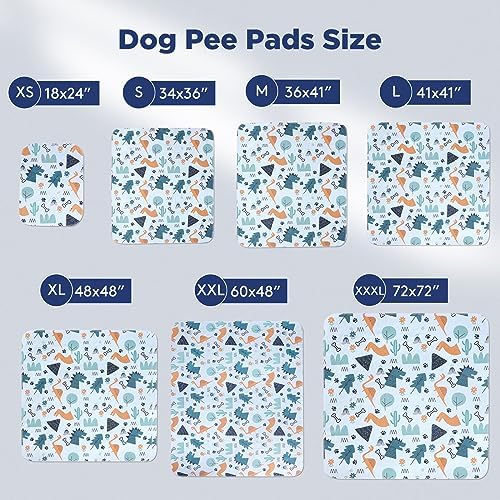 FURTIME Washable Pee Pads for Dogs, Super Absorbent, 2 Pack 48"x48" Blue | Reusable Pads for Dog Training Pads, 100% Waterproof Non-Slip Pee Pads Whelping Pads Dog Playpen Pads Crate Mat Bed Pads