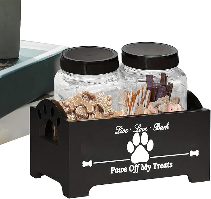 Dog Treat Container - Wooden Puppy Cookie Holder, Wooden Pet Food Holder Organizer | Multifunctional Airtight Dog Food Storage Container, Cat Cookie Jar, Dog Stuff Organizer For Dog, Cat PET OWNERrr