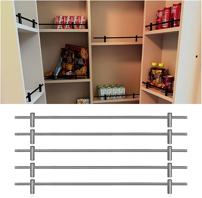 Boohelf Guard Rail Set - Easy Install Tipping Rail for Kitchen & Bathroom, Decorative Round Rod Shelf Guard Bar, Cabinet Fence Organizer, Safety & Style in One