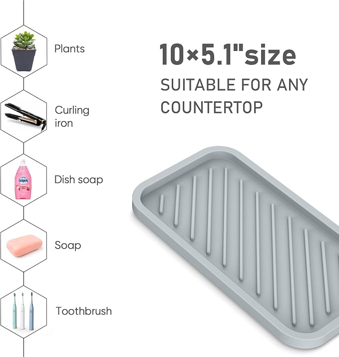 Silicone Sponge Holder-Large Thick Durable 10" Sink Organizer Tray-Kitchen