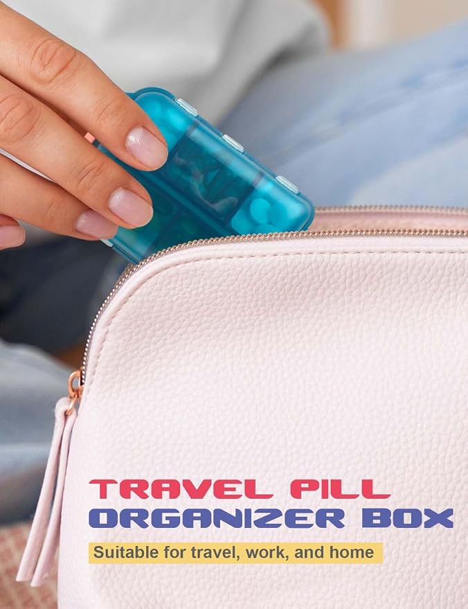 3 Pcs DIY Travel Pill Organizer with Labels Pocket Pharmacy, 3 Pill Box & 420 Medicine Labels, Portable Travel Essentials Mini Pill Container 7 Day Pill Case Storage Vitamin Fish Oil (Set B)
